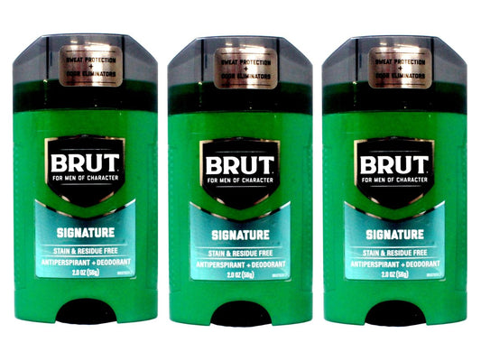 BRUT Antiperspirant + Deodorant Stick Signature, Flecken- & rückstandsfrei, 2 oz (3er-Pack)