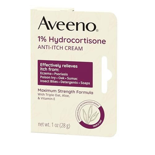 Aveeno Maximum Strength 1% Hydrocortison Anti-Juckreiz Creme mit reinem Haferessenz, Triple-Oat-Komplex, Aloe & Vitamin E – gegen Juckreiz, Hautausschlag & Rötungen bei Ekzemen, Psoriasis, Insektenstichen, Giftefeu, Gifteiche & Giftsumach, 28 g (2er-Pack)