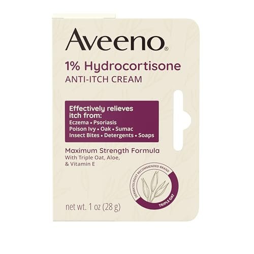 Aveeno Maximum Strength 1% Hydrocortison Anti-Juckreiz Creme mit reinem Haferessenz, Triple-Oat-Komplex, Aloe & Vitamin E – gegen Juckreiz, Hautausschlag & Rötungen bei Ekzemen, Psoriasis, Insektenstichen, Giftefeu, Gifteiche & Giftsumach, 28 g (2er-Pack)
