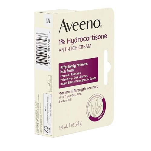 Aveeno Maximum Strength 1% Hydrocortison Anti-Juckreiz Creme mit reinem Haferessenz, Triple-Oat-Komplex, Aloe & Vitamin E – gegen Juckreiz, Hautausschlag & Rötungen bei Ekzemen, Psoriasis, Insektenstichen, Giftefeu, Gifteiche & Giftsumach, 28 g (2er-Pack)