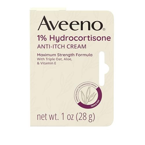Aveeno Maximum Strength 1% Hydrocortison Anti-Juckreiz Creme mit reinem Haferessenz, Triple-Oat-Komplex, Aloe & Vitamin E – gegen Juckreiz, Hautausschlag & Rötungen bei Ekzemen, Psoriasis, Insektenstichen, Giftefeu, Gifteiche & Giftsumach, 28 g (2er-Pack)