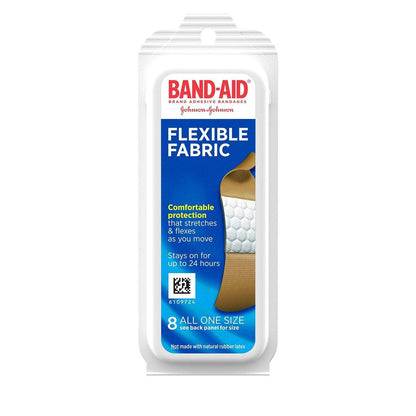 Band-Aid Flexible Fabric Pflaster – 8er Pack für unterwegs, Wundversorgung und Schutz