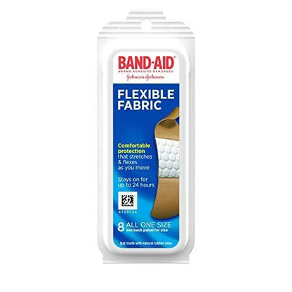 Band-Aid Flexible Fabric Pflaster – 8er Pack für unterwegs, Wundversorgung und Schutz