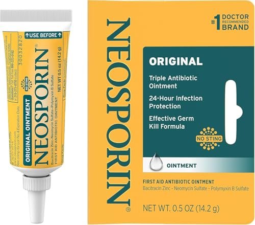 Neosporin Original Erste-Hilfe-Antibiotikum-Salbe mit Bacitracin-Zink – Infektionsschutz, Wundversorgung & Narbenminimierung bei kleinen Schnitten, Schürfwunden und Verbrennungen, 0,5 Unzen