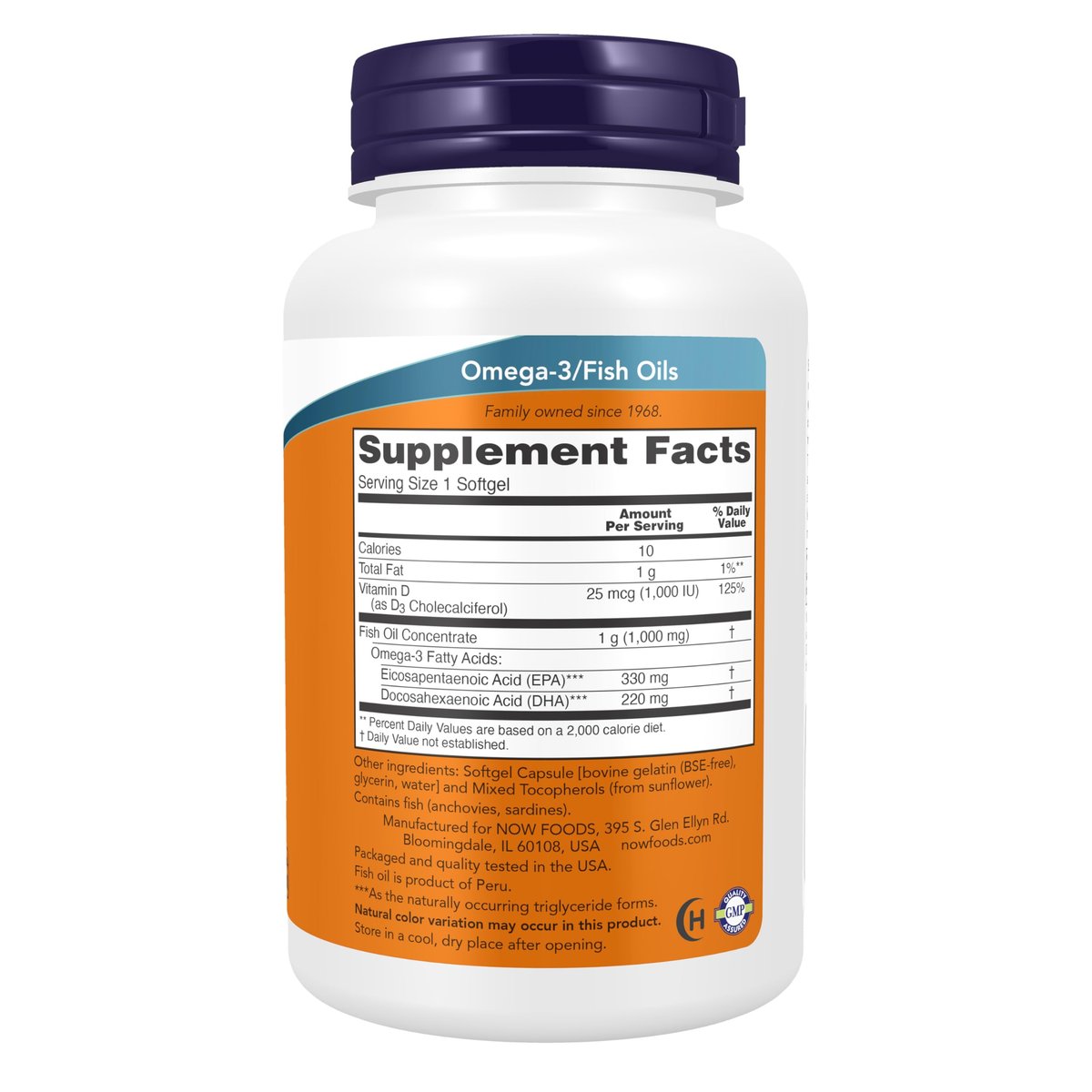 NOW Foods Tri-3D Omega™ Fischöl mit Vitamin D-3, Triglyceridform, molekulardestilliert, 90 Weichkapseln