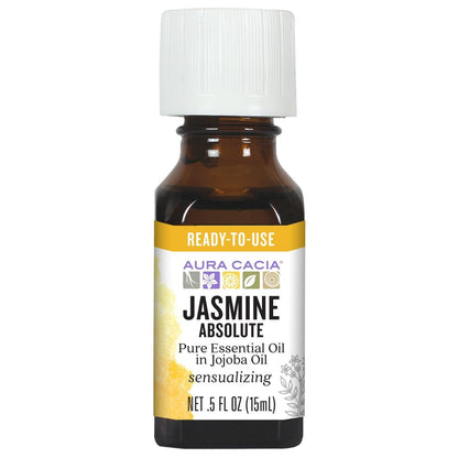 Aura Cacia Precious Essentials Jasmin Absolut mit Jojoba – 0,5 oz ätherisches Öl