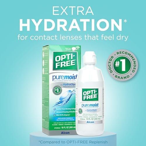 Opti-Free Puremoist Benetzungstropfen für Kontaktlinsen, 12 ml
