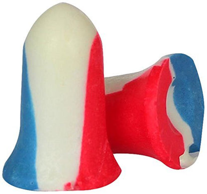 Howard Leight by Honeywell Super Leight USA Gehörschutzstöpsel für Schießsport, Einweg-Schaumstoff-Ohrstöpsel, 10 Paar (R-01891), Rot/Weiß/Blau