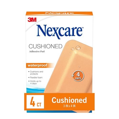 Nexcare Absolute Waterproof Klebeverband mit Gaze-Pad, Einheitsgröße, 4 Stück