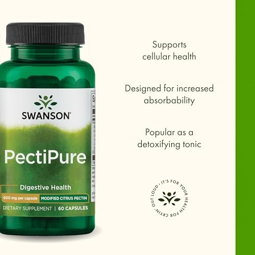 Swanson PectiPure Modifiziertes Zitruspektin – 60 Kapseln à 600 mg für Zell- und Verdauungsgesundheit