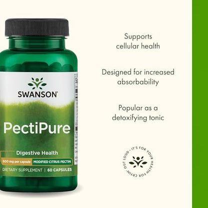 Swanson PectiPure Modifiziertes Zitruspektin – 60 Kapseln à 600 mg für Zell- und Verdauungsgesundheit