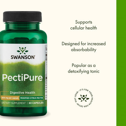Swanson PectiPure Modifiziertes Zitruspektin – 60 Kapseln à 600 mg für Zell- und Verdauungsgesundheit