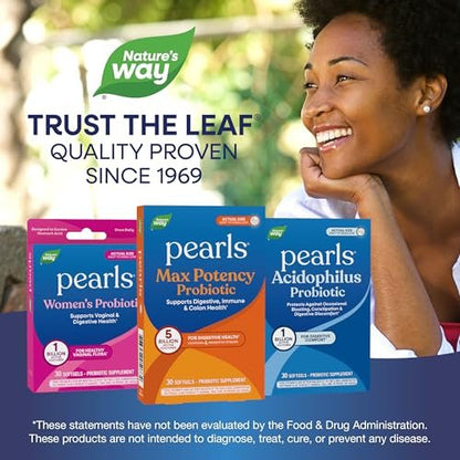 Nature's Way Pearls Max Potency Probiotikum für Männer und Frauen – Unterstützt Verdauung, Immunsystem und Darmgesundheit*, 5 Milliarden lebende Kulturen, keine Kühlung erforderlich, 30 Softgels