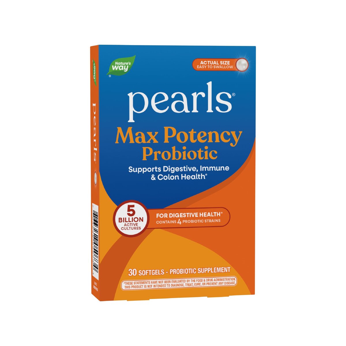 Nature's Way Pearls Max Potency Probiotikum für Männer und Frauen – Unterstützt Verdauung, Immunsystem und Darmgesundheit*, 5 Milliarden lebende Kulturen, keine Kühlung erforderlich, 30 Softgels