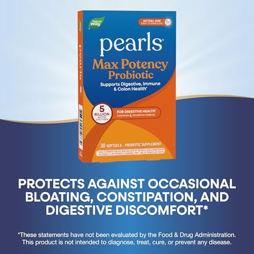 Nature's Way Pearls Max Potency Probiotikum für Männer und Frauen – Unterstützt Verdauung, Immunsystem und Darmgesundheit*, 5 Milliarden lebende Kulturen, keine Kühlung erforderlich, 30 Softgels