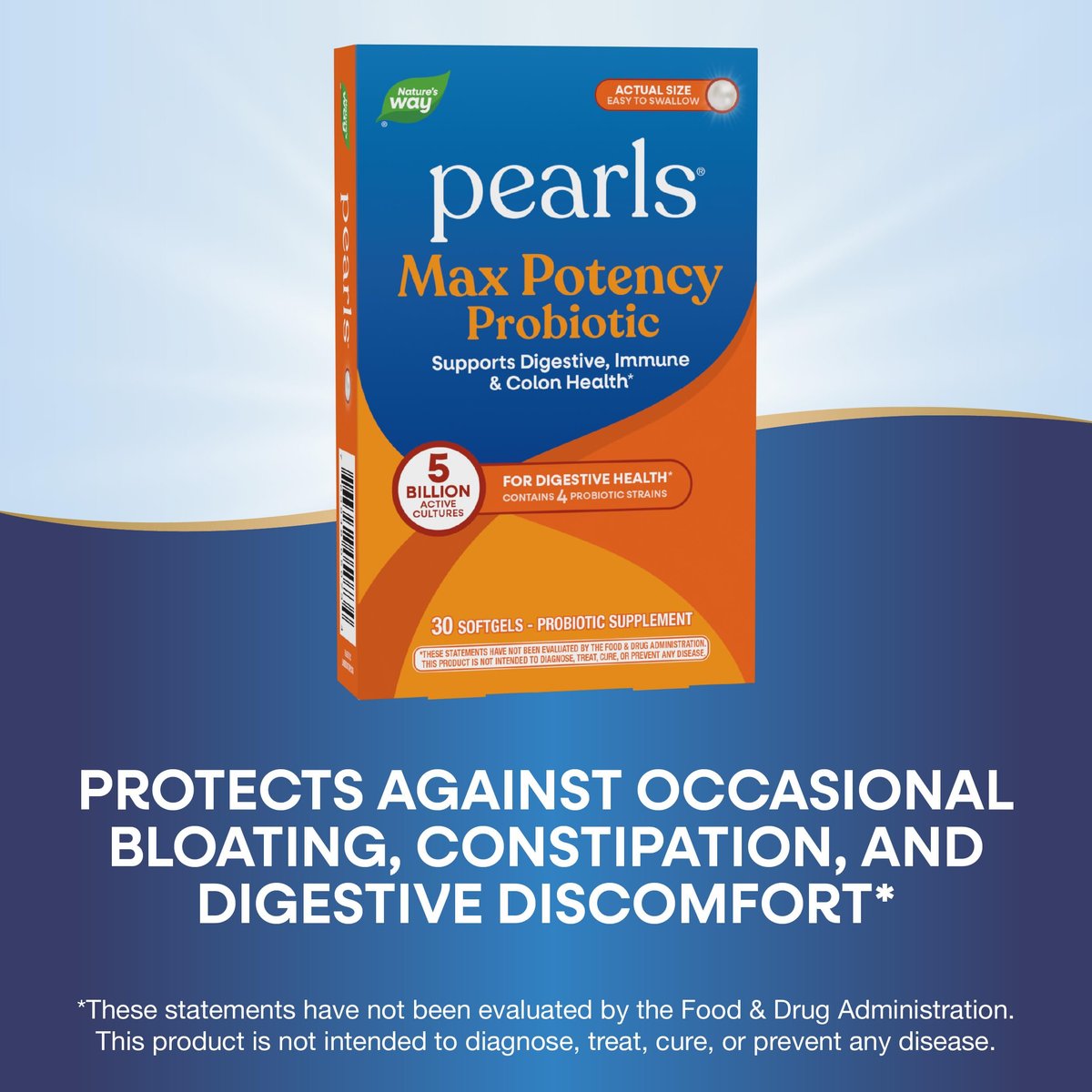 Nature's Way Pearls Max Potency Probiotikum für Männer und Frauen – Unterstützt Verdauung, Immunsystem und Darmgesundheit*, 5 Milliarden lebende Kulturen, keine Kühlung erforderlich, 30 Softgels