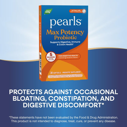 Nature's Way Pearls Max Potency Probiotikum für Männer und Frauen – Unterstützt Verdauung, Immunsystem und Darmgesundheit*, 5 Milliarden lebende Kulturen, keine Kühlung erforderlich, 30 Softgels