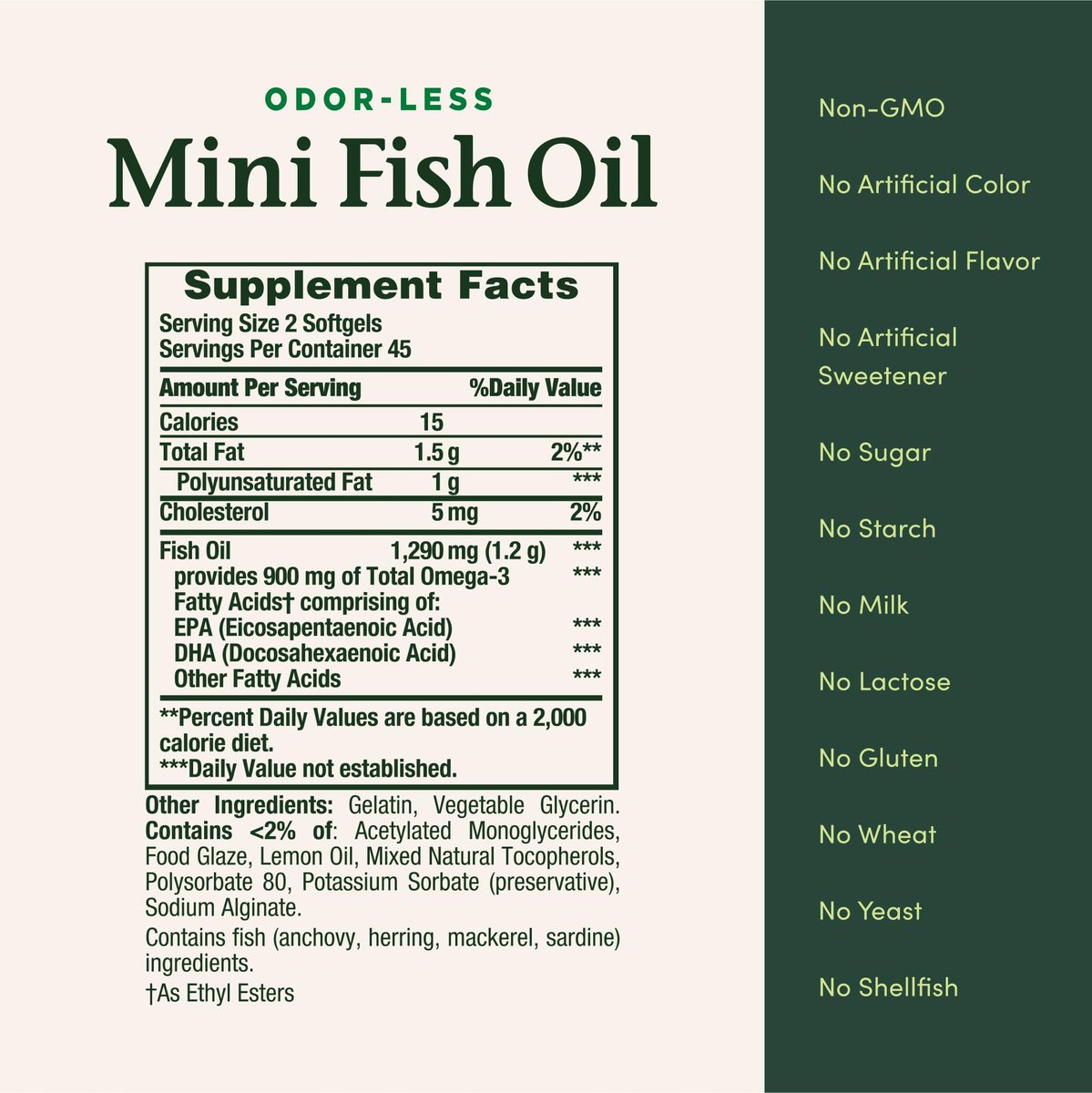 Nature's Bounty Mini Fischöl Kapseln – Burpless Omega 3 Nahrungsergänzung für die Herzgesundheit, 90 Weichkapseln