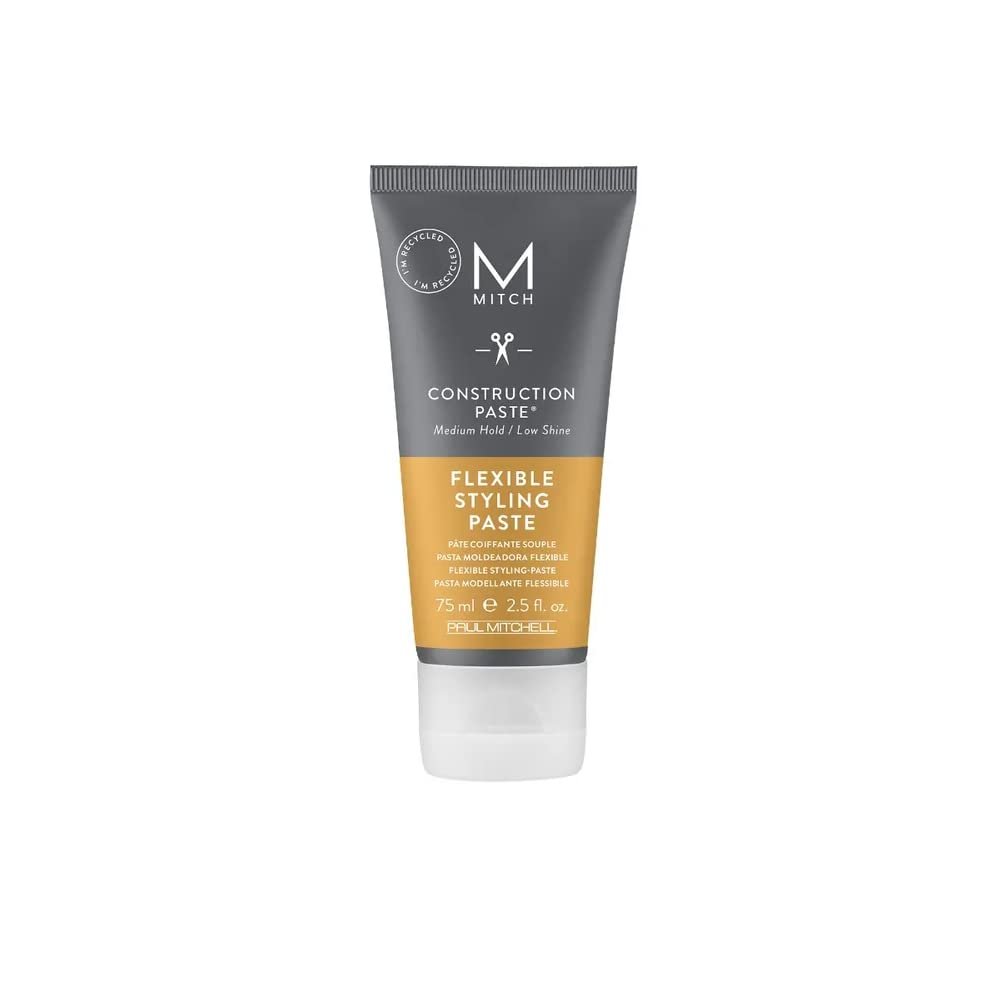 MITCH by Paul Mitchell Construction Paste für Männer – Mittlerer Halt, Leichter Glanz, Für alle Haartypen und kurzes bis mittellanges Haar, 75 ml