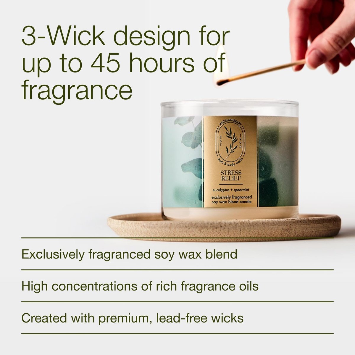 Bath & Body Works Eucalyptus Spearmint 3-Docht-Kerze – Duftkerze für Zuhause – Lang anhaltender, raumfüllender Duft – Hohe Duftölkonzentration – Sojawachsmischung