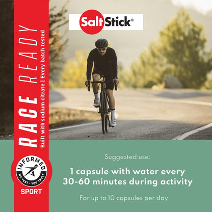 SaltStick Elektrolyte mit Koffein – Salzpillen für Läufer, Hydration, Krämpfe, Erholung, Wanderausrüstung – Salz, Magnesium, Kalium, Vitamin D3 – 100 Kapseln