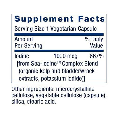 Life Extension Sea-Iodine™ – Jod aus Meeresalgen und Blasentang, unterstützt gesunde Schilddrüsenfunktion, nicht-GVO, glutenfrei, vegetarisch, 60 Kapseln