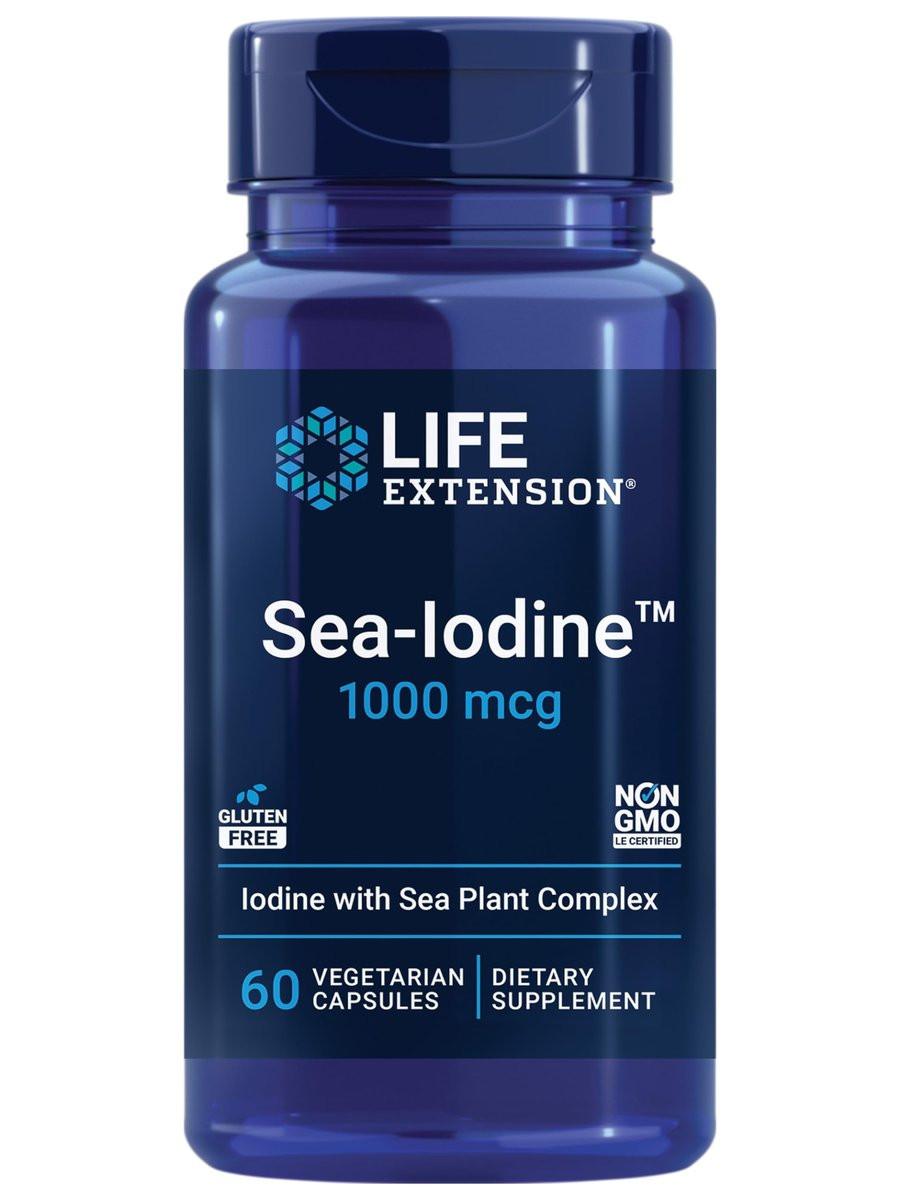 Life Extension Sea-Iodine™ – Jod aus Meeresalgen und Blasentang, unterstützt gesunde Schilddrüsenfunktion, nicht-GVO, glutenfrei, vegetarisch, 60 Kapseln