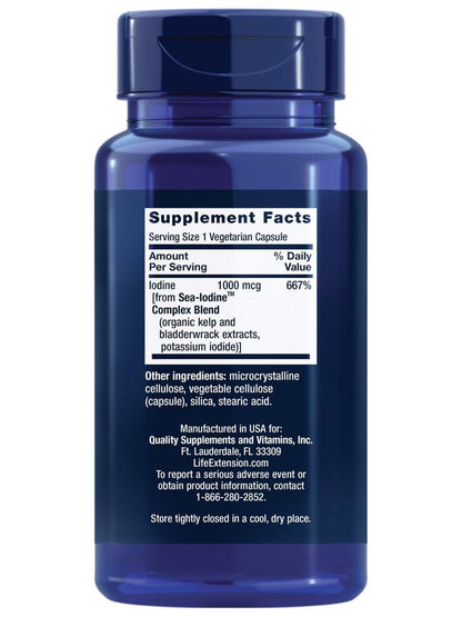 Life Extension Sea-Iodine™ – Jod aus Meeresalgen und Blasentang, unterstützt gesunde Schilddrüsenfunktion, nicht-GVO, glutenfrei, vegetarisch, 60 Kapseln