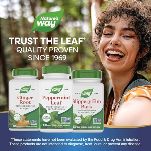 Nature's Way Pfefferminzblätter – Traditionell zur Unterstützung der Verdauung*, 700 mg pro 2-Kapsel-Portion, Pfefferminz-Ergänzung, Non-GMO Project verifiziert, 100 vegane Kapseln (Verpackung kann variieren)