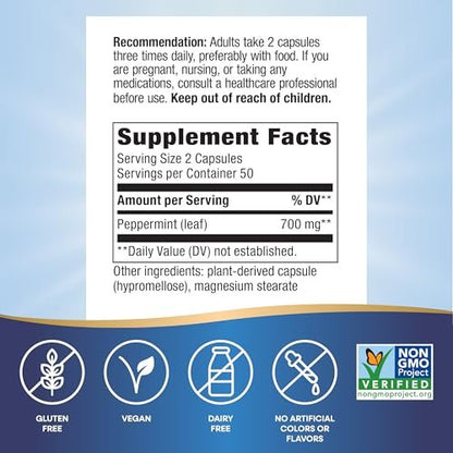 Nature's Way Pfefferminzblätter – Traditionell zur Unterstützung der Verdauung*, 700 mg pro 2-Kapsel-Portion, Pfefferminz-Ergänzung, Non-GMO Project verifiziert, 100 vegane Kapseln (Verpackung kann variieren)