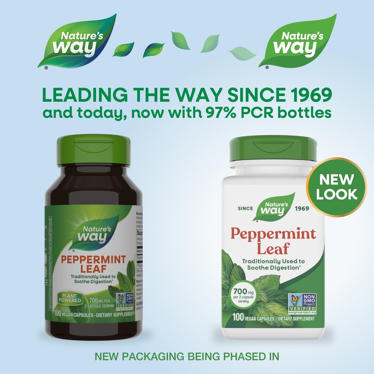 Nature's Way Pfefferminzblätter – Traditionell zur Unterstützung der Verdauung*, 700 mg pro 2-Kapsel-Portion, Pfefferminz-Ergänzung, Non-GMO Project verifiziert, 100 vegane Kapseln (Verpackung kann variieren)