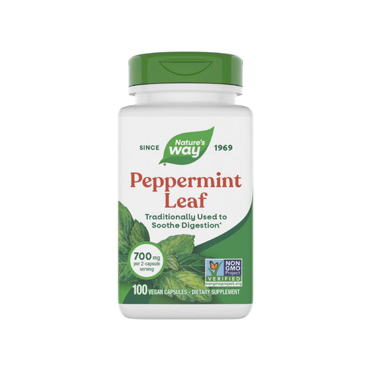 Nature's Way Pfefferminzblätter – Traditionell zur Unterstützung der Verdauung*, 700 mg pro 2-Kapsel-Portion, Pfefferminz-Ergänzung, Non-GMO Project verifiziert, 100 vegane Kapseln (Verpackung kann variieren)