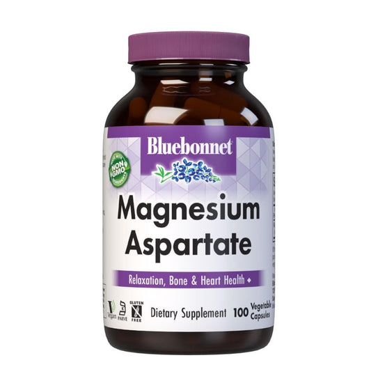Bluebonnet Nutrition Magnesium 400 mg Chelated Magnesium Aspartat – Tägliches Mineral für Herz & Knochen*, vegan, nicht-GVO – 100 Kapseln