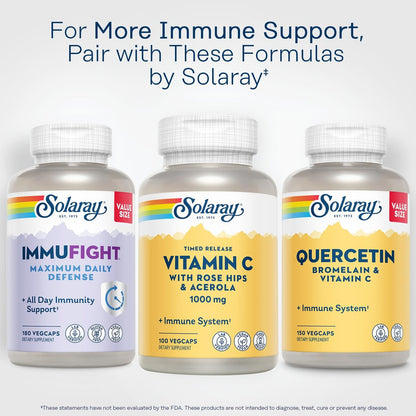 SOLARAY Vitamin C 1000mg mit Zeitfreisetzung - Kapseln mit Hagebutte und Acerola für Bioflavonoid-Unterstützung - Zweistufige, ganztägige Immununterstützung - Vegan, 60-Tage-Garantie