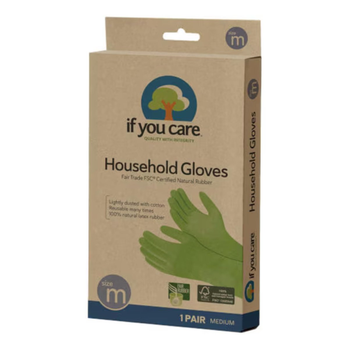 If You Care Haushaltshandschuhe mit Baumwollflausch – Mittelgroß, Fair Trade, langlebig – 1 Paar