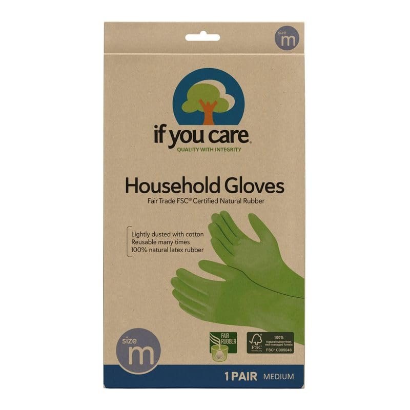 If You Care Haushaltshandschuhe mit Baumwollflausch – Mittelgroß, Fair Trade, langlebig – 1 Paar
