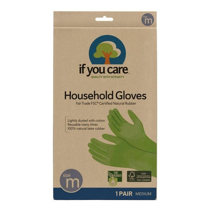 If You Care Haushaltshandschuhe mit Baumwollflausch – Mittelgroß, Fair Trade, langlebig – 1 Paar