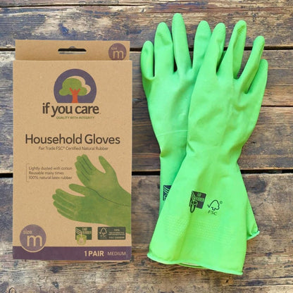 If You Care Haushaltshandschuhe mit Baumwollflausch – Mittelgroß, Fair Trade, langlebig – 1 Paar