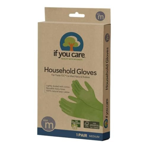 If You Care Haushaltshandschuhe mit Baumwollflausch – Mittelgroß, Fair Trade, langlebig – 1 Paar