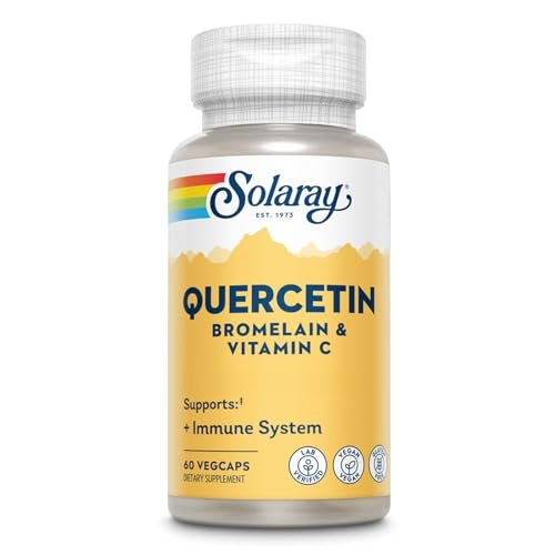 SOLARAY Quercetin mit Bromelain und Vitamin C – Immununterstützung, Antioxidans und Herzgesundheitskomplex mit 500 mg Quercetin und 1235 mg Vitamin C – Vegan, 60-Tage-Garantie, 30 Portionen, 60 VegCaps