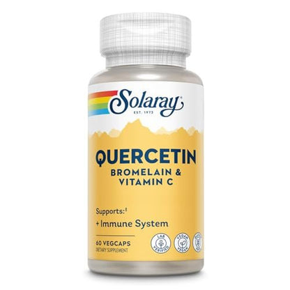 SOLARAY Quercetin mit Bromelain und Vitamin C – Immununterstützung, Antioxidans und Herzgesundheitskomplex mit 500 mg Quercetin und 1235 mg Vitamin C – Vegan, 60-Tage-Garantie, 30 Portionen, 60 VegCaps
