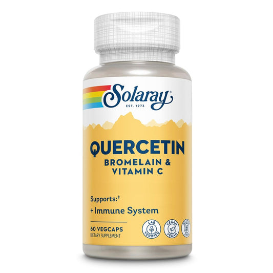 SOLARAY Quercetin mit Bromelain und Vitamin C – Immununterstützung, Antioxidans und Herzgesundheitskomplex mit 500 mg Quercetin und 1235 mg Vitamin C – Vegan, 60-Tage-Garantie, 30 Portionen, 60 VegCaps