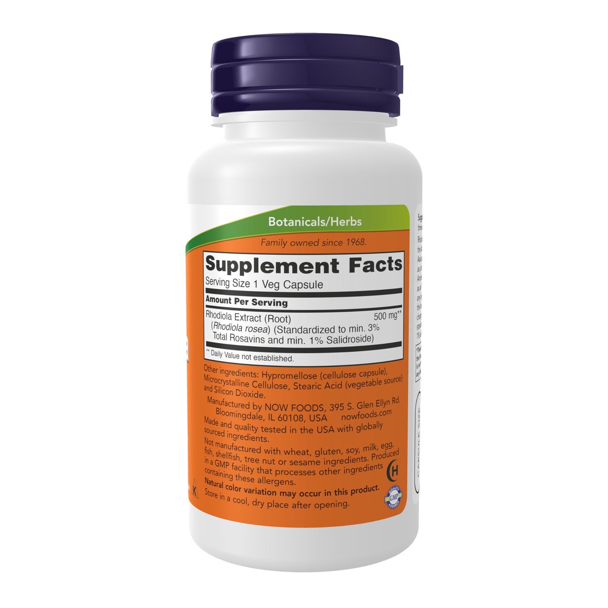 NOW Foods Rhodiola 500 mg – Adaptogene Kräuterkapseln zur Stressbewältigung, 60 vegane Kapseln