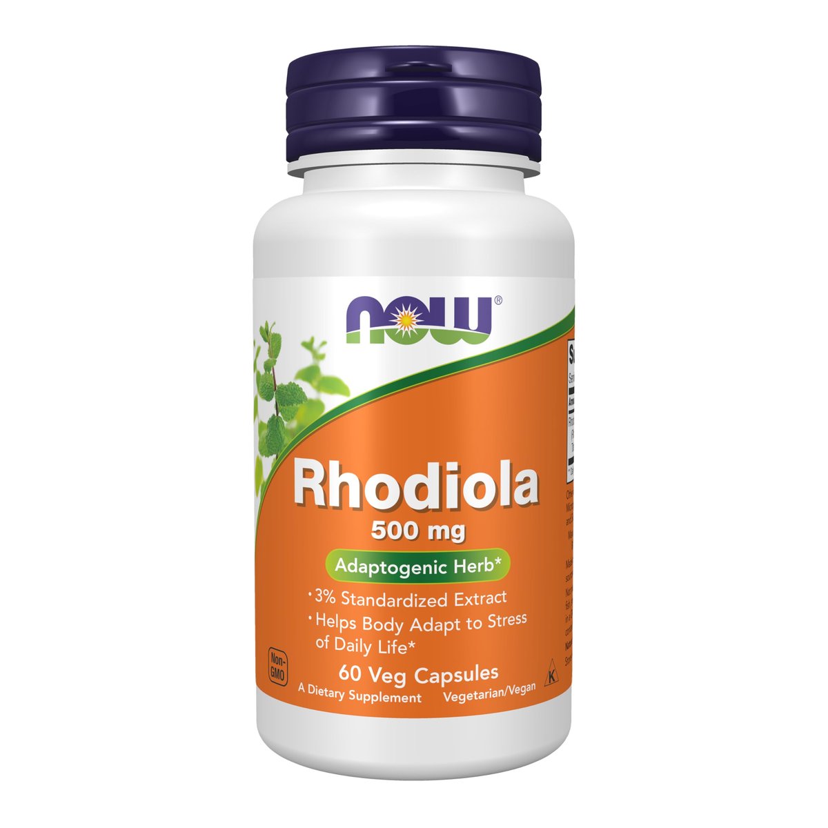 NOW Foods Rhodiola 500 mg – Adaptogene Kräuterkapseln zur Stressbewältigung, 60 vegane Kapseln