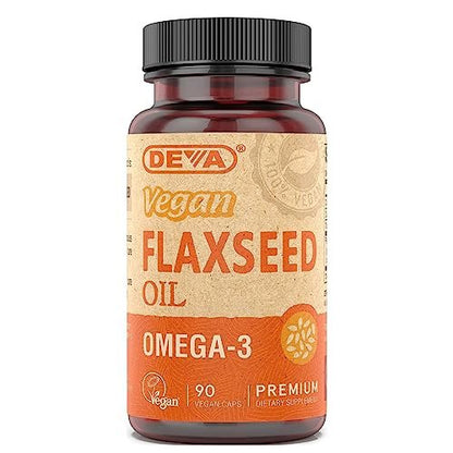 DEVA Vegane Leinsamenöl Kapseln – 90 vegane Kapseln, reich an Omega-3-Fettsäuren