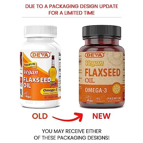 DEVA Vegane Leinsamenöl Kapseln – 90 vegane Kapseln, reich an Omega-3-Fettsäuren