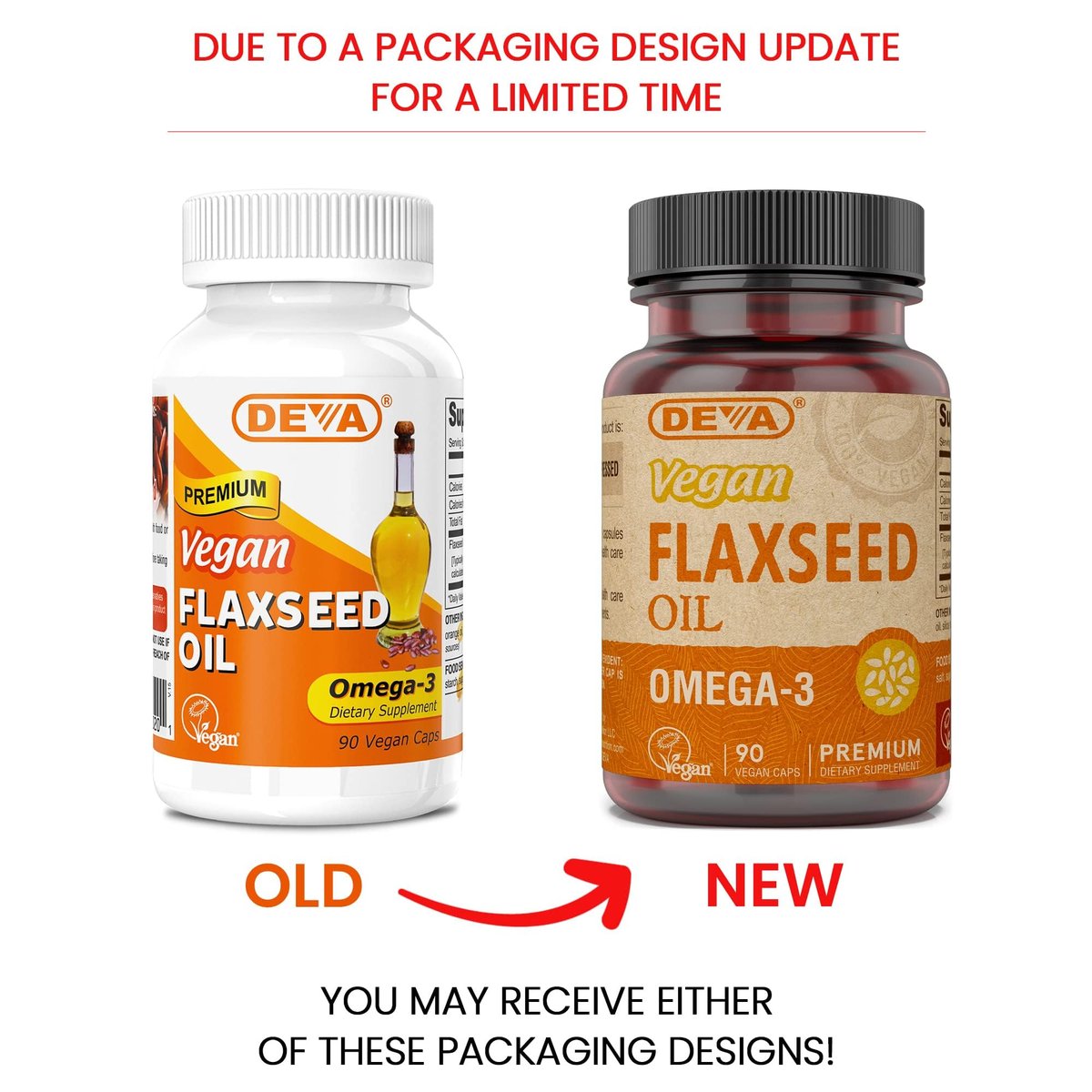 DEVA Vegane Leinsamenöl Kapseln – 90 vegane Kapseln, reich an Omega-3-Fettsäuren