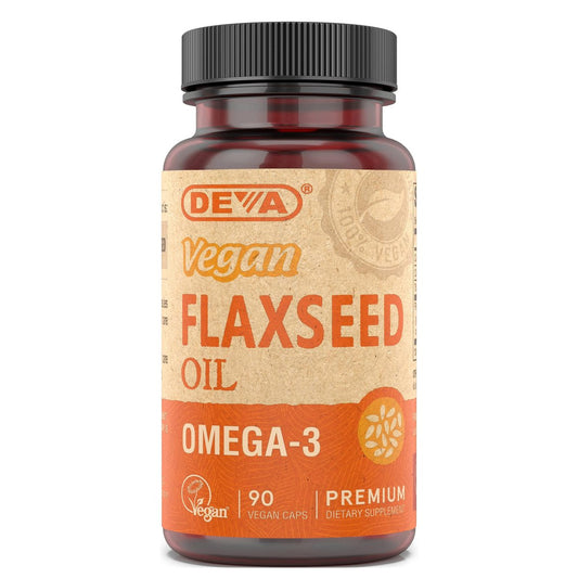 DEVA Vegane Leinsamenöl Kapseln – 90 vegane Kapseln, reich an Omega-3-Fettsäuren