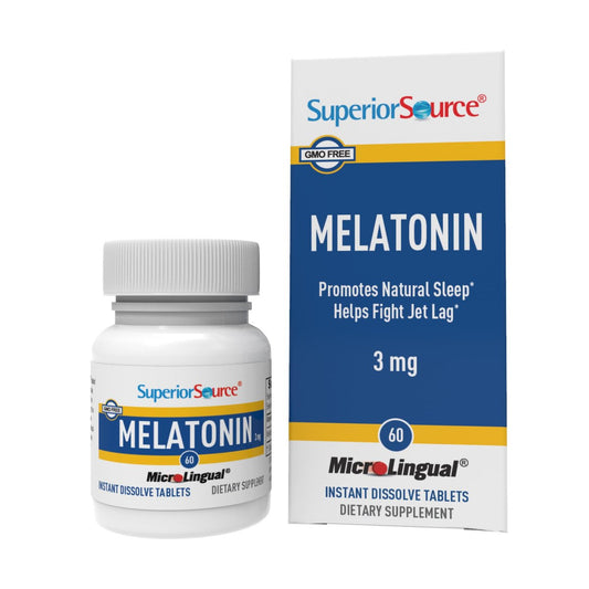 Superior Source Melatonin 3 mg – Gesunder Schlaf Unterstützung für Erwachsene – Melatonin Formel mit Kamille fördert Entspannung & erholsamen Schlaf – 60 sublinguale Lutschtabletten