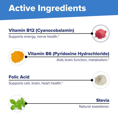 Superior Source Vitamin B-12 Cyanocobalamin 1000 mcg + B-6 + Folsäure 800 mcg – 60 sublinguale Tabletten zur Unterstützung von Herz, Gehirn und natürlicher Energie